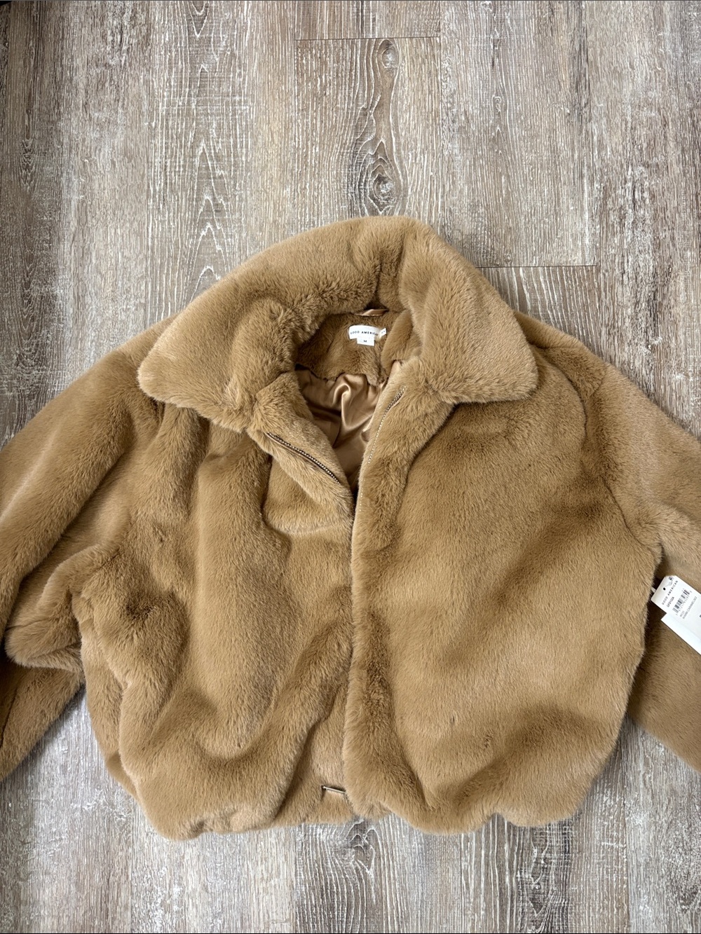 Good America Faux Fur Jacket in Warm Caramel
